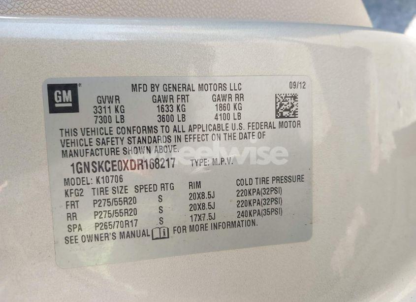 Photo 9 of 2013 Chevrolet Tahoe LTZ (VIN 1GNSKCE0XDR168217)