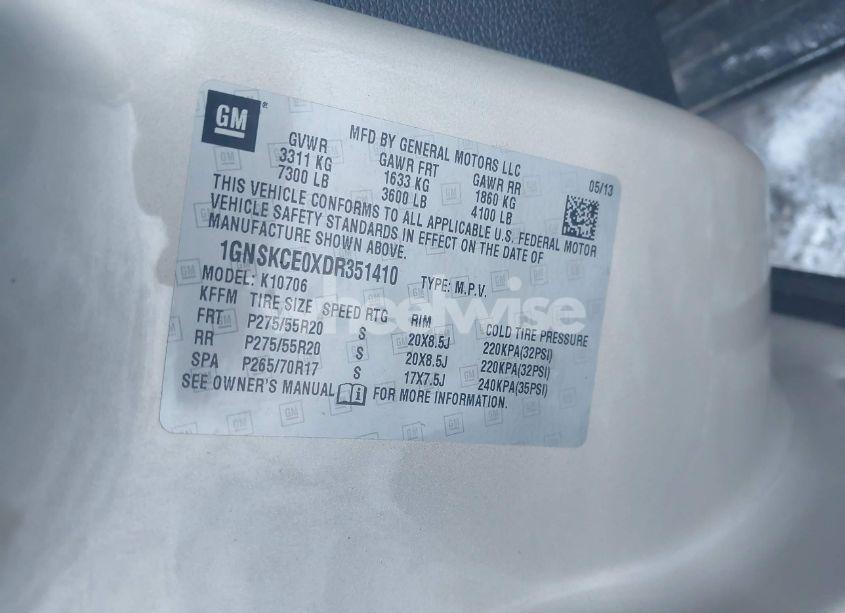 Photo 9 of 2013 Chevrolet Tahoe LTZ (VIN 1GNSKCE0XDR351410)