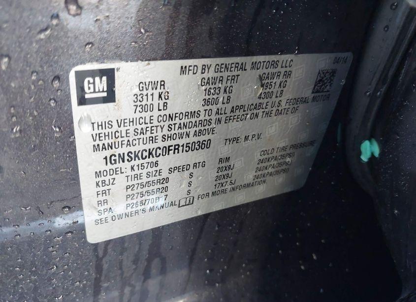Photo 9 of 2015 Chevrolet Tahoe LTZ (VIN 1GNSKCKC0FR150360)