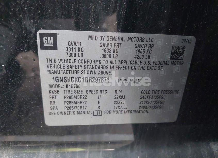 Photo 9 of 2016 Chevrolet Tahoe LTZ (VIN 1GNSKCKC1GR297871)