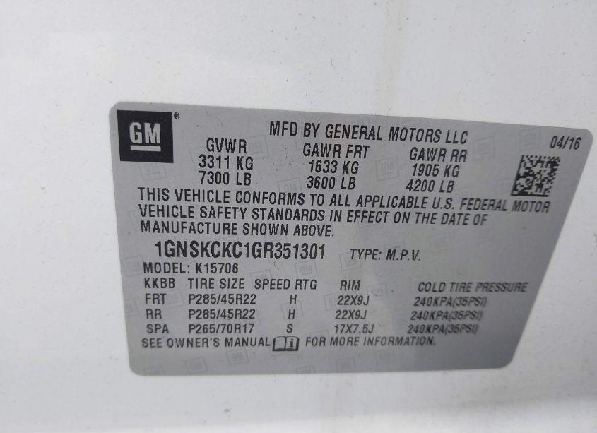 Photo 9 of 2016 Chevrolet Tahoe LTZ (VIN 1GNSKCKC1GR351301)