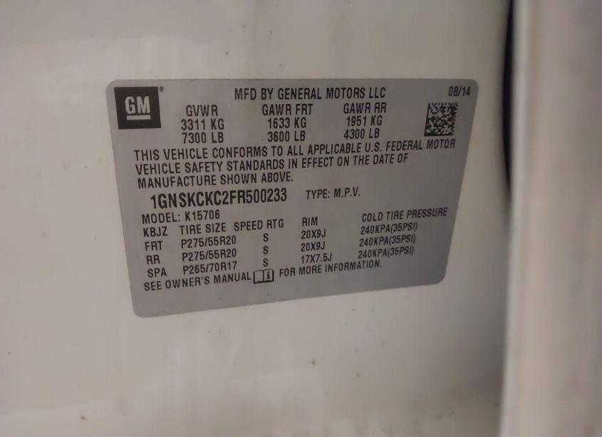 Photo 9 of 2015 Chevrolet Tahoe LTZ (VIN 1GNSKCKC2FR500233)