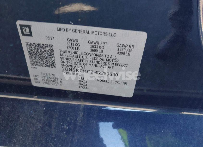 Photo 9 of 2017 Chevrolet Tahoe PREMIER (VIN 1GNSKCKC2HR353690)