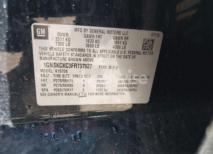 Photo 9 of 2015 Chevrolet Tahoe LTZ (VIN 1GNSKCKC3FR737927)