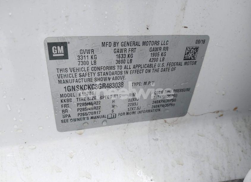 Photo 9 of 2016 Chevrolet Tahoe LTZ (VIN 1GNSKCKC3GR483038)