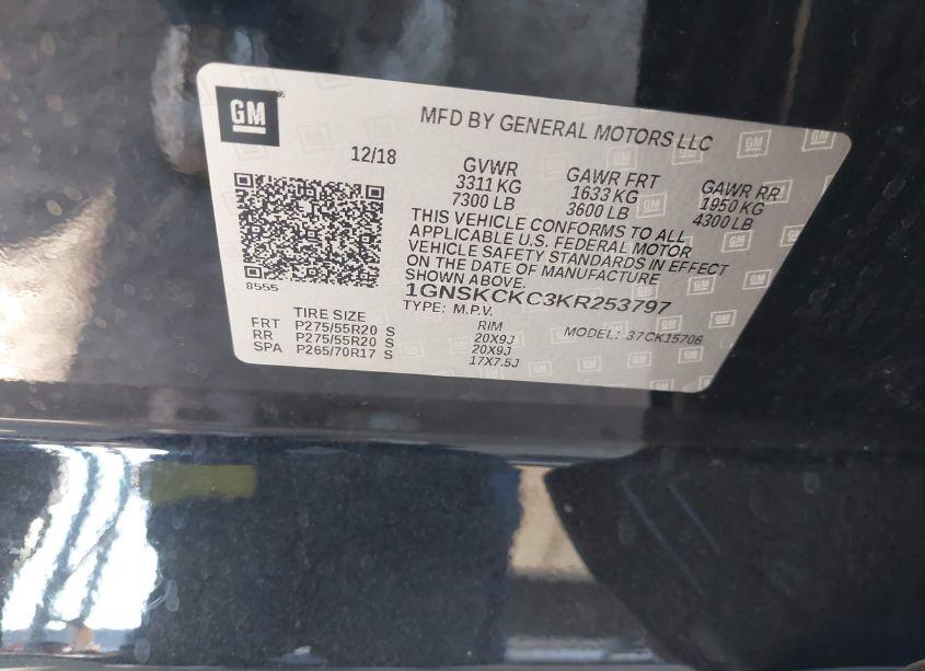 Photo 9 of 2019 Chevrolet Tahoe PREMIER (VIN 1GNSKCKC3KR253797)