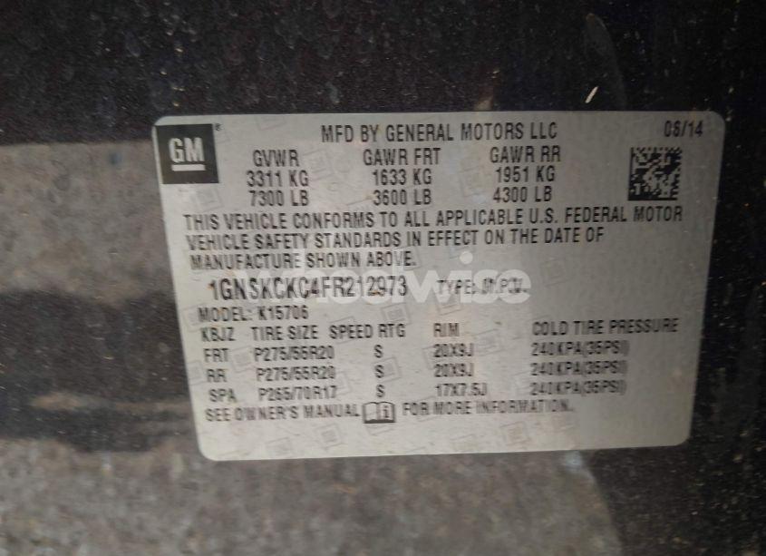 Photo 9 of 2015 Chevrolet Tahoe LTZ (VIN 1GNSKCKC4FR212973)