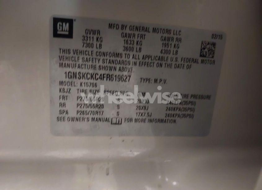 Photo 9 of 2015 Chevrolet Tahoe LTZ (VIN 1GNSKCKC4FR619627)
