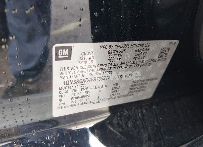 Photo 9 of 2015 Chevrolet Tahoe LTZ (VIN 1GNSKCKC4FR739217)