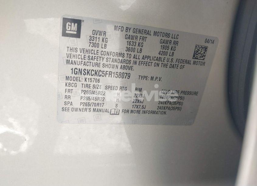 Photo 9 of 2015 Chevrolet Tahoe LTZ (VIN 1GNSKCKC5FR158079)