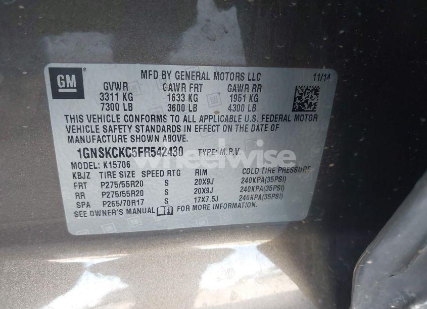 Photo 9 of 2015 Chevrolet Tahoe LTZ (VIN 1GNSKCKC5FR542430)