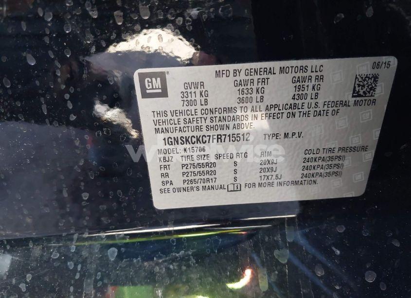 Photo 9 of 2015 Chevrolet Tahoe LTZ (VIN 1GNSKCKC7FR715512)