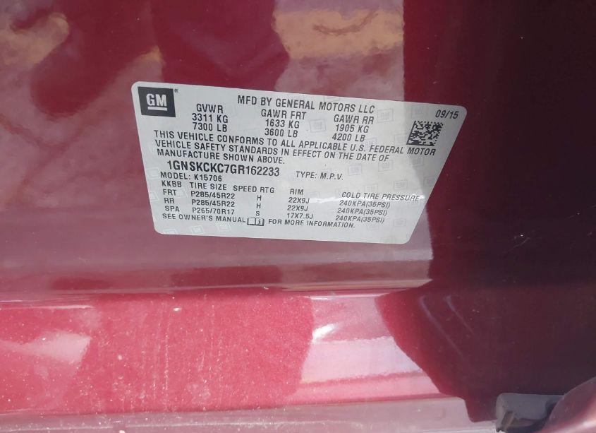 Photo 9 of 2016 Chevrolet Tahoe LTZ (VIN 1GNSKCKC7GR162233)