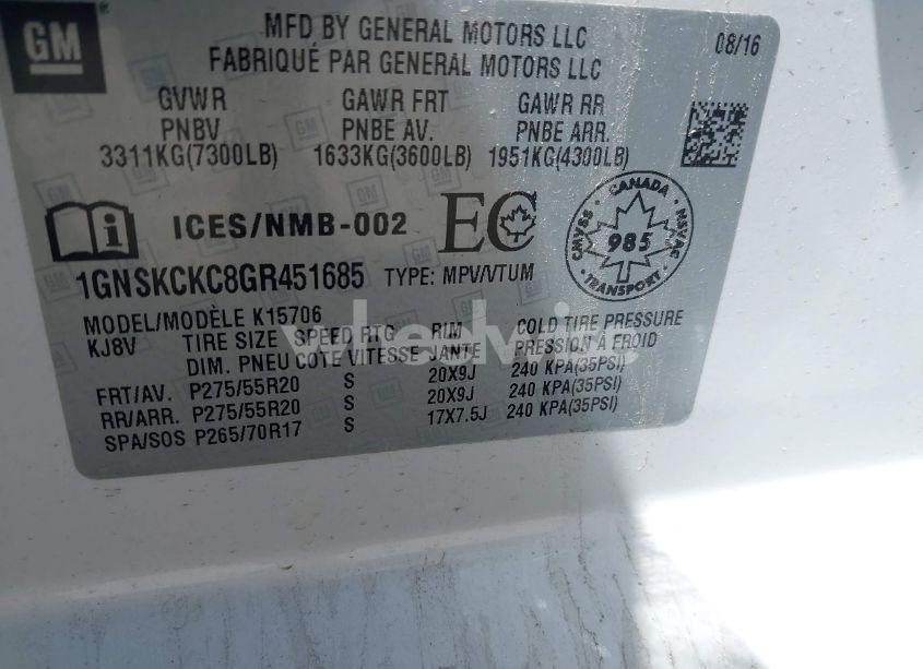 Photo 9 of 2016 Chevrolet Tahoe LTZ (VIN 1GNSKCKC8GR451685)