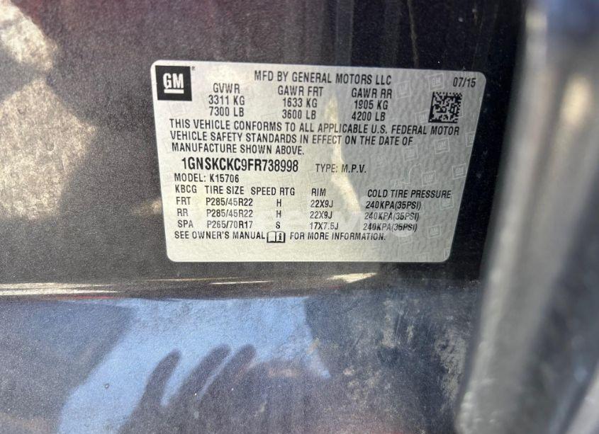 Photo 9 of 2015 Chevrolet Tahoe K1500 LTZ (VIN 1GNSKCKC9FR738998)