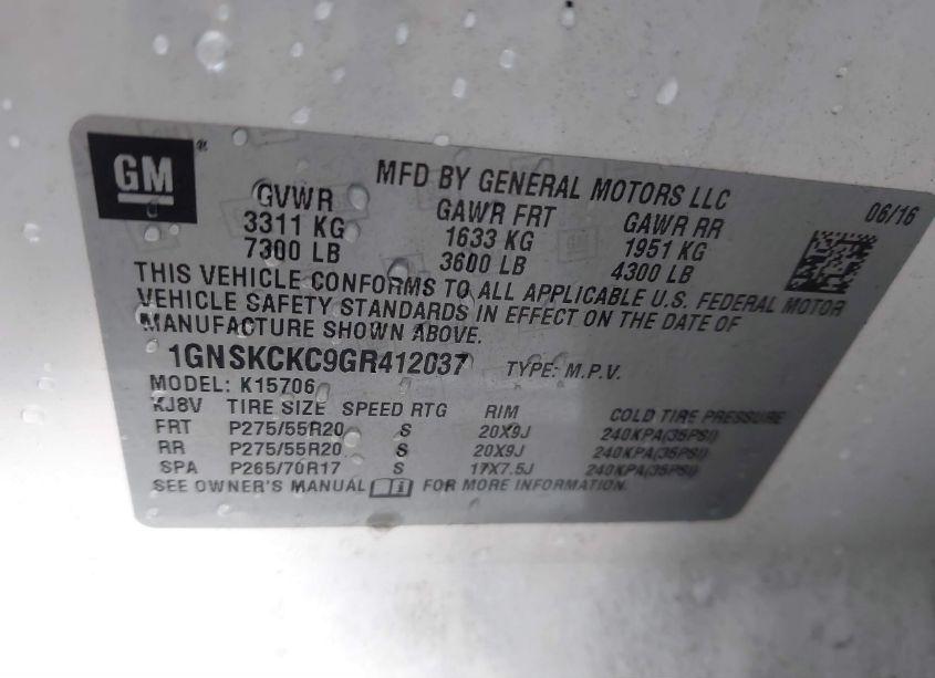 Photo 9 of 2016 Chevrolet Tahoe LTZ (VIN 1GNSKCKC9GR412037)