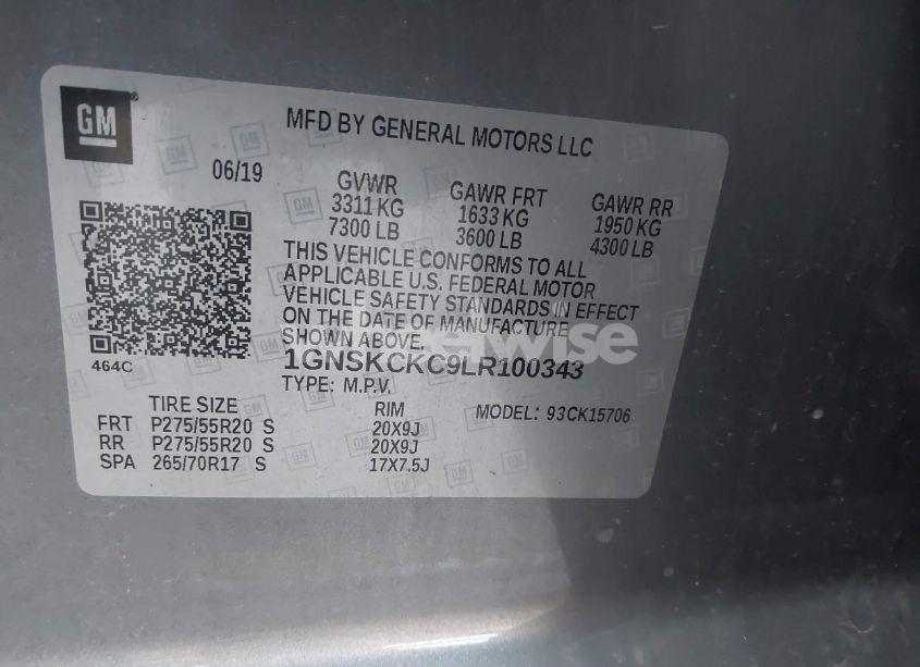 Photo 9 of 2020 Chevrolet Tahoe 4WD PREMIER (VIN 1GNSKCKC9LR100343)