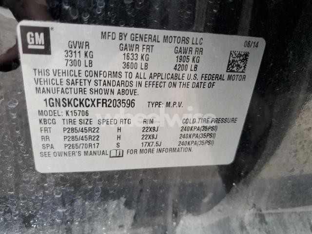 Photo 7 of 2015 CHEVROLET TAHOE K1500 LTZ (VIN 1GNSKCKCXFR203596)