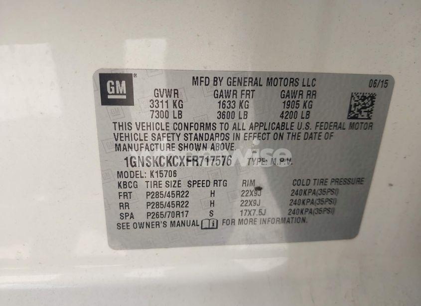 Photo 9 of 2015 Chevrolet Tahoe LTZ (VIN 1GNSKCKCXFR717576)