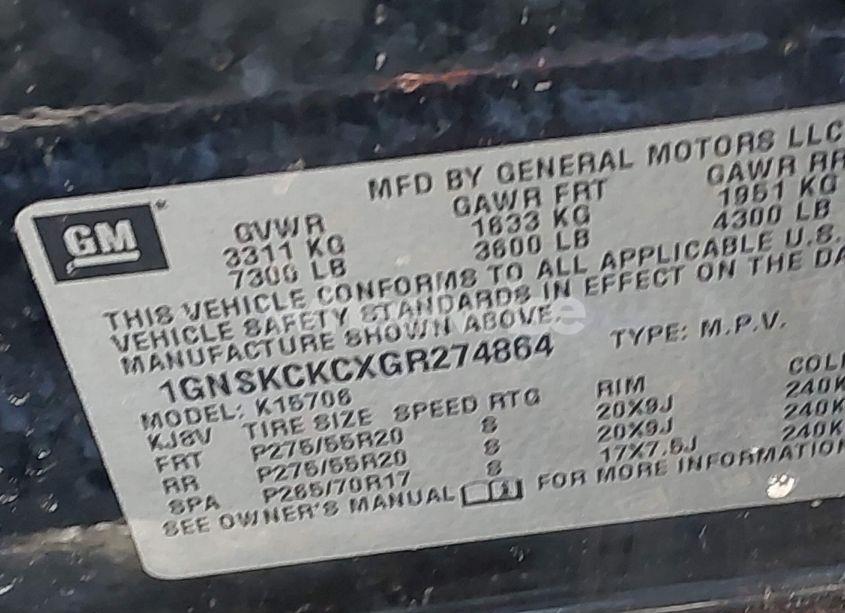 Photo 9 of 2016 Chevrolet Tahoe LTZ (VIN 1GNSKCKCXGR274864)