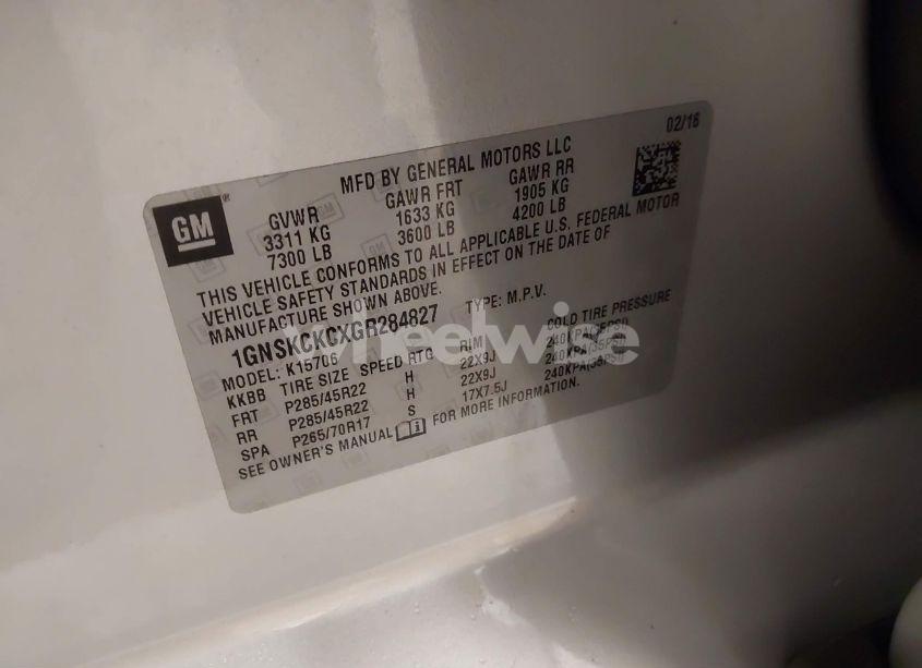 Photo 9 of 2016 Chevrolet Tahoe LTZ (VIN 1GNSKCKCXGR284827)