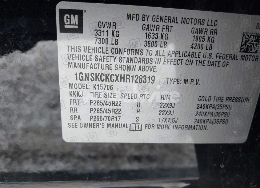 Photo 9 of 2017 Chevrolet Tahoe PREMIER (VIN 1GNSKCKCXHR128319)