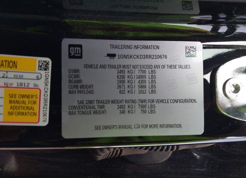 Photo 9 of 2024 Chevrolet Suburban 4WD LT (VIN 1GNSKCKD3RR210676)