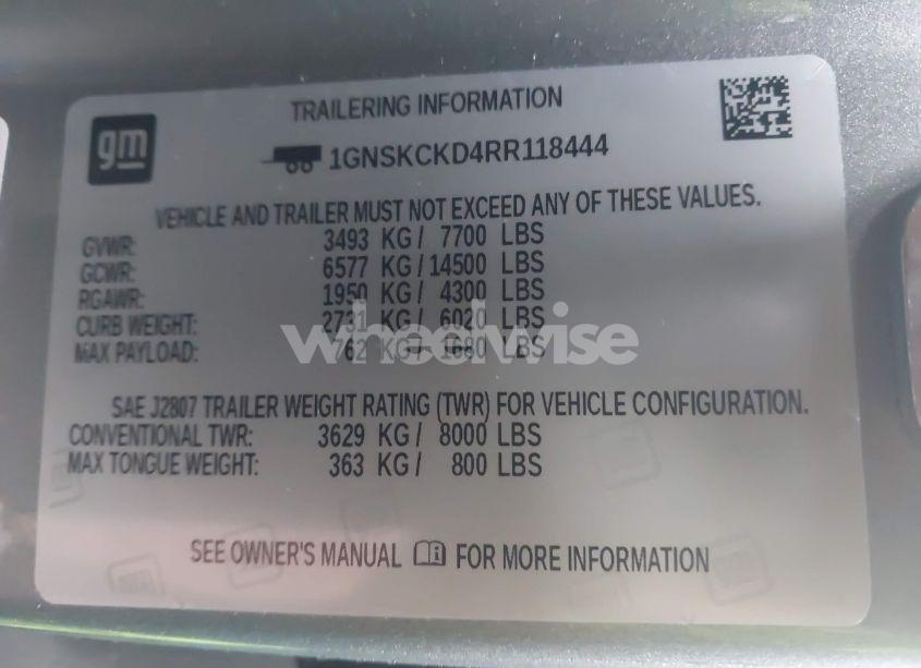 Photo 9 of 2024 Chevrolet Suburban 4WD LT (VIN 1GNSKCKD4RR118444)