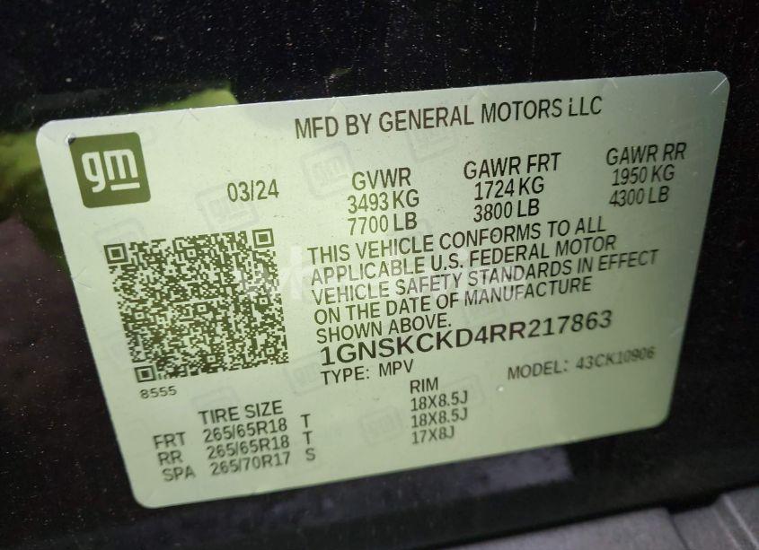 Photo 9 of 2024 Chevrolet Suburban 4WD LT (VIN 1GNSKCKD4RR217863)