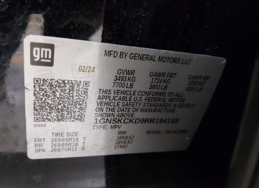 Photo 9 of 2024 Chevrolet Suburban 4WD LT (VIN 1GNSKCKD9RR194189)