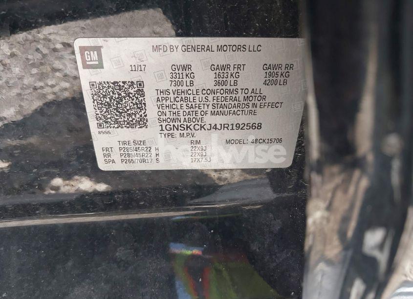 Photo 9 of 2018 Chevrolet Tahoe PREMIER (VIN 1GNSKCKJ4JR192568)