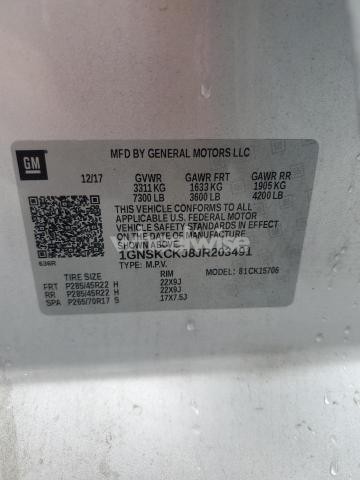 Photo 3 of 2018 CHEVROLET TAHOE K1500 PREMIER (VIN 1GNSKCKJ8JR203491)