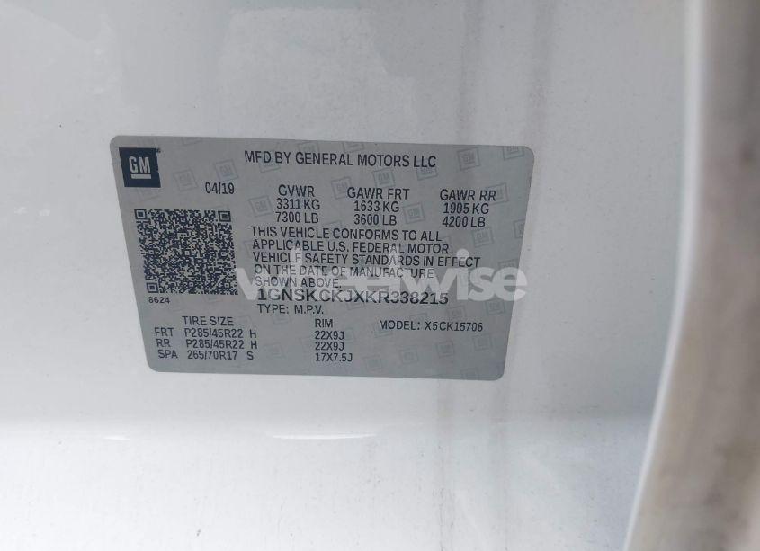 Photo 9 of 2019 Chevrolet Tahoe PREMIER (VIN 1GNSKCKJXKR338215)