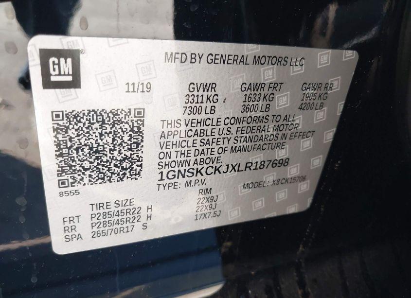 Photo 9 of 2020 Chevrolet Tahoe 4WD PREMIER (VIN 1GNSKCKJXLR187698)