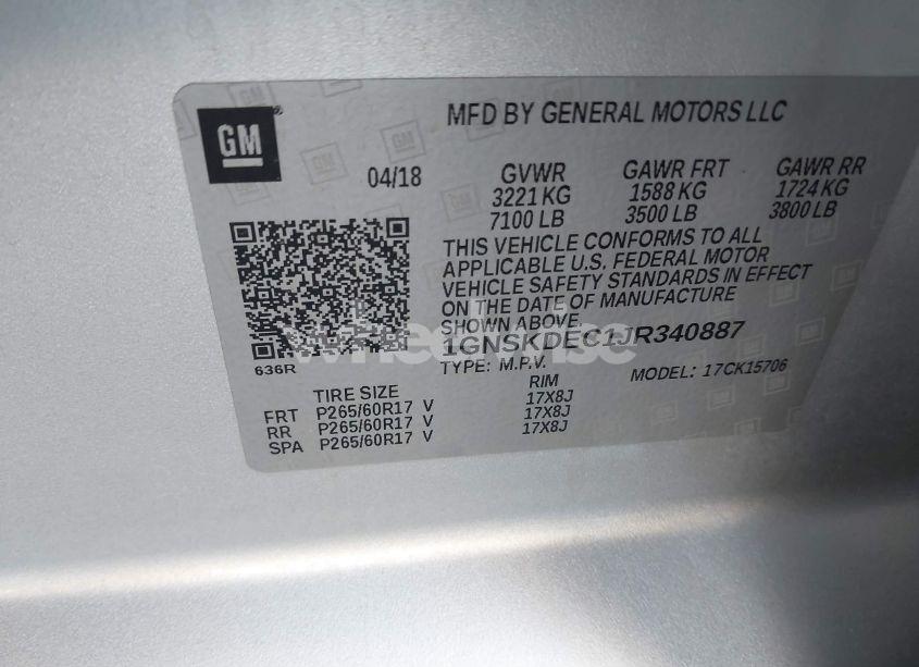 Photo 9 of 2018 Chevrolet Tahoe COMMERCIAL FLEET (VIN 1GNSKDEC1JR340887)