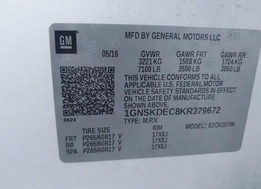 Photo 9 of 2019 Chevrolet Tahoe COMMERCIAL FLEET (VIN 1GNSKDEC8KR379672)