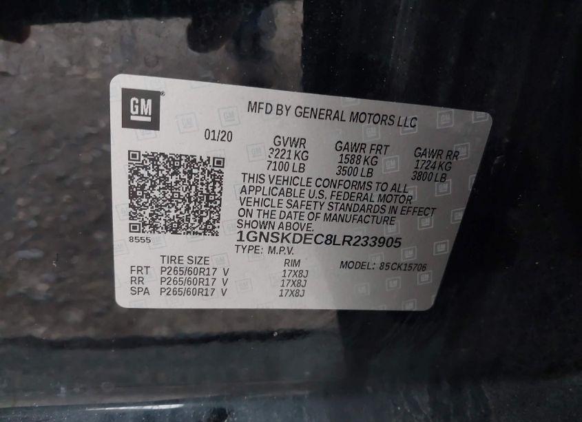 Photo 9 of 2020 Chevrolet Tahoe 4WD COMMERCIAL FLEET (VIN 1GNSKDEC8LR233905)