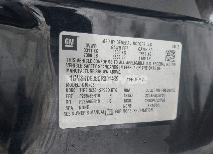 Photo 9 of 2012 Chevrolet Tahoe HYBRID (VIN 1GNSKDEJ8CR301439)