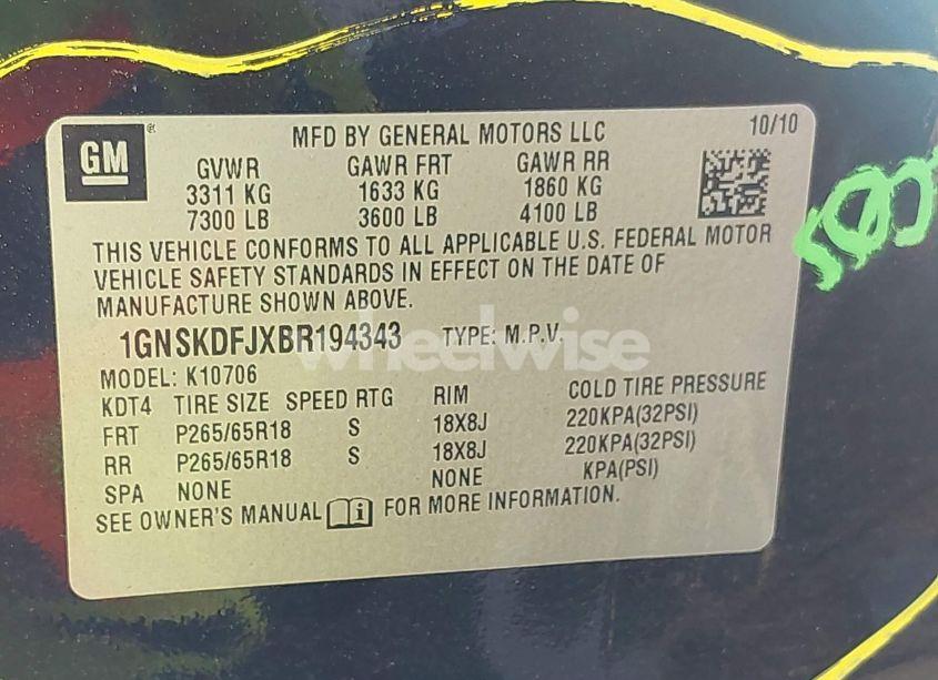 Photo 9 of 2011 Chevrolet Tahoe HYBRID (VIN 1GNSKDFJXBR194343)