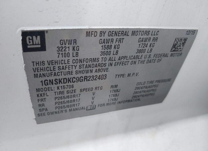 Photo 9 of 2016 Chevrolet Tahoe COMMERCIAL FLEET (VIN 1GNSKDKC9GR232403)