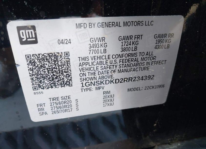 Photo 9 of 2024 Chevrolet Suburban 4WD Z71 (VIN 1GNSKDKD2RR234392)