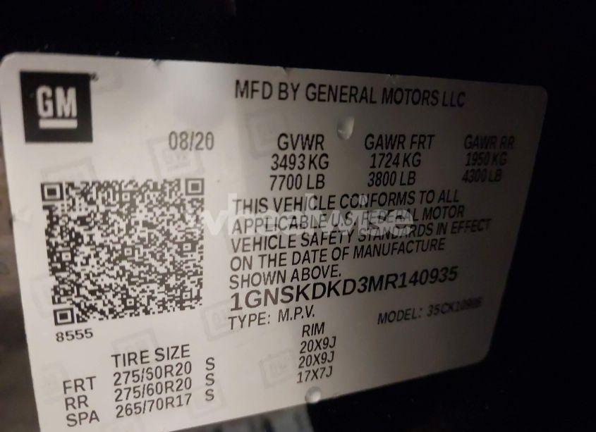 Photo 9 of 2021 Chevrolet Suburban 4WD Z71 (VIN 1GNSKDKD3MR140935)