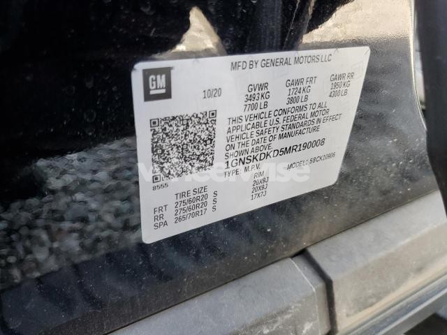 Photo 9 of 2021 CHEVROLET SUBURBAN K1500 Z71 N/A (VIN 1GNSKDKD5MR190008)