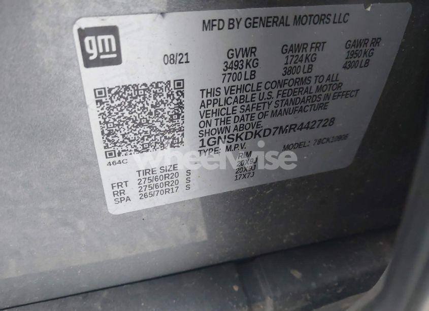 Photo 9 of 2021 Chevrolet Suburban 4WD Z71 (VIN 1GNSKDKD7MR442728)