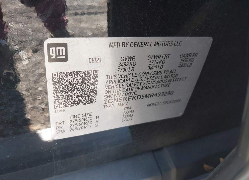 Photo 9 of 2021 Chevrolet Suburban 4WD RST (VIN 1GNSKEKD5MR433290)