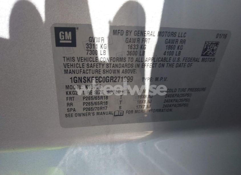 Photo 9 of 2016 Chevrolet Tahoe COMMERCIAL FLEET (VIN 1GNSKFEC0GR271999)