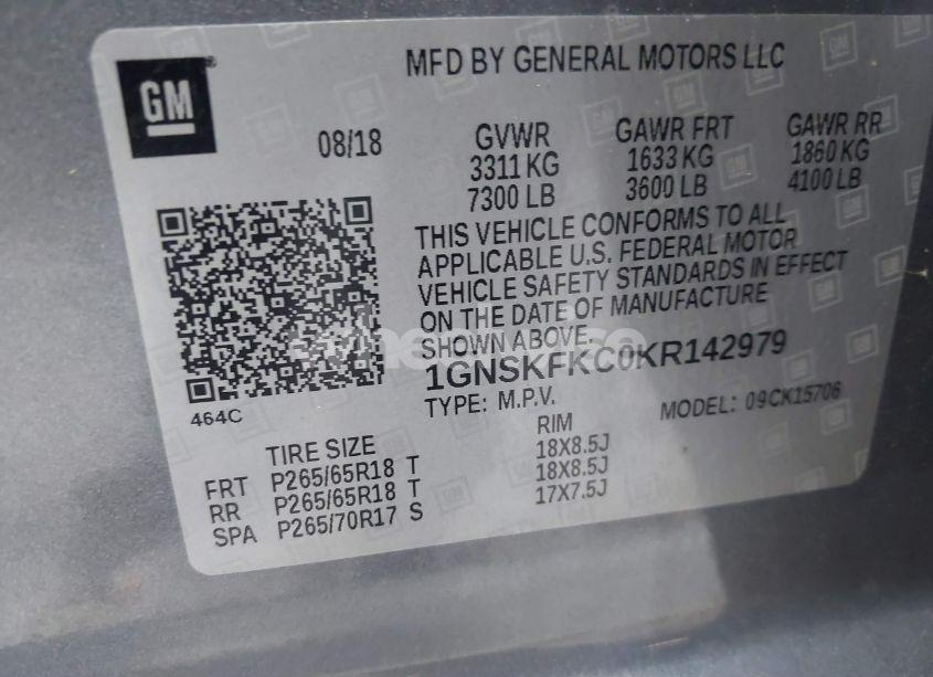 Photo 9 of 2019 Chevrolet Tahoe COMMERCIAL FLEET (VIN 1GNSKFKC0KR142979)