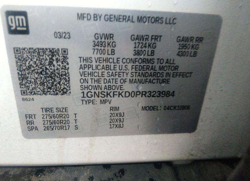 Photo 9 of 2023 Chevrolet Suburban 4WD PREMIER (VIN 1GNSKFKD0PR323984)