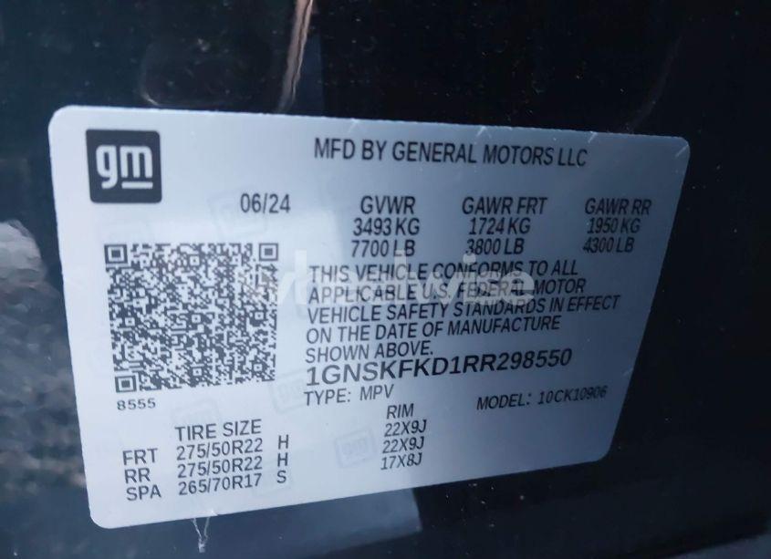 Photo 9 of 2024 Chevrolet Suburban 4WD PREMIER (VIN 1GNSKFKD1RR298550)