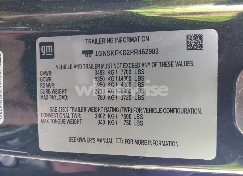 Photo 9 of 2023 Chevrolet Suburban 4WD PREMIER (VIN 1GNSKFKD2PR462983)